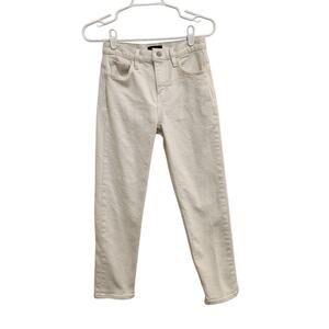 Theory White Denim Classic Casual Travel Mid Rise Ankle Skinny Jeans Size 25